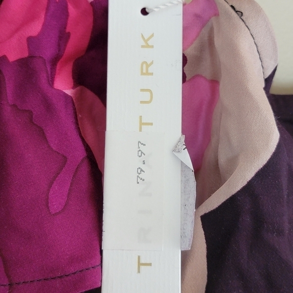 NWT Trina Turk | Pink Purple Black Print Cold Shoulder Floral Blouse Size XS - Picture 4 of 7